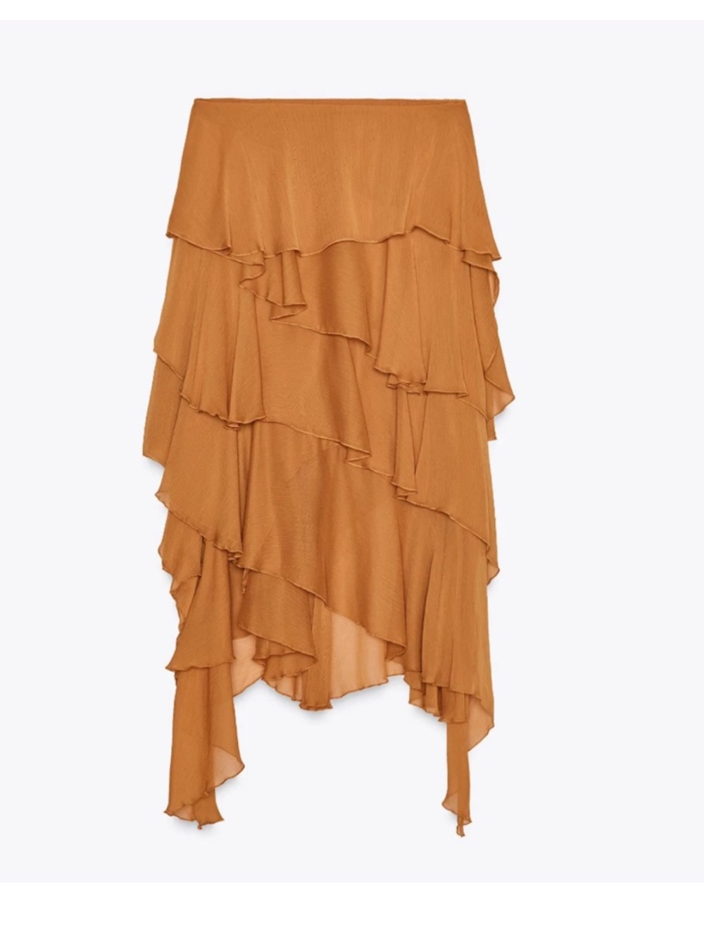Zara Rust Tiered High-Low Ruffle Maxi Skirt - Picture 10 of 11